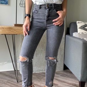 ASOS | charcoal petite ripped denim jeans